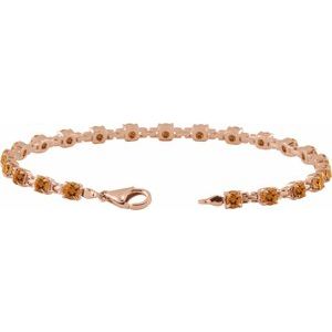 14K Rose Gold Natural Citrine 7 1/4" Line Bracelet – image 3