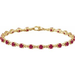14K Yellow Gold Vermeil Lab-Grown Ruby 7 1/4" Line Bracelet