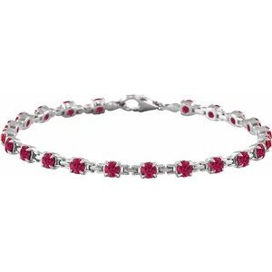 Sterling Silver Lab-Grown Ruby 7 1/4" Line Bracelet