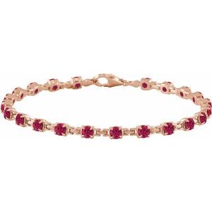 14K Rose Gold Lab-Grown Ruby 7 1/4" Line Bracelet