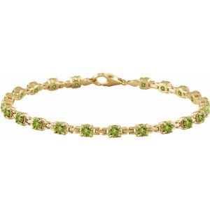 14K Yellow Gold Natural Peridot 7 1/4" Line Bracelet