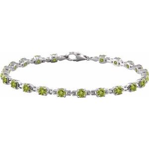 14K White Gold Natural Peridot 7 1/4" Line Bracelet