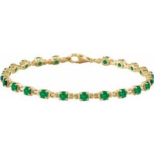 14K Yellow Gold Vermeil Lab-Grown Emerald 7 1/4" Line Bracelet