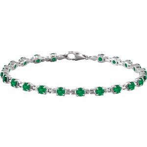 Sterling Silver Lab-Grown Emerald 7 1/4" Line Bracelet