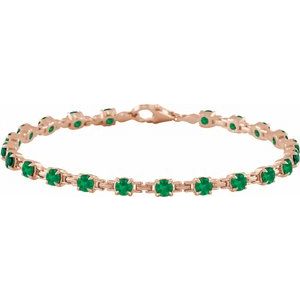 14K Rose Gold Lab-Grown Emerald 7 1/4" Line Bracelet