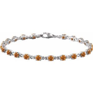 14K White Natural Citrine 7 1/4" Line Bracelet