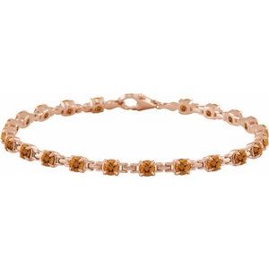 14K Rose Natural Citrine 7 1/4" Line Bracelet