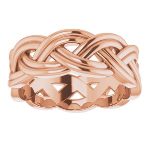 10K Rose 8 mm Woven-Design Band Size 10