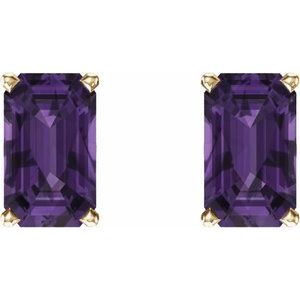 14K Yellow Gold Natural Amethyst Earrings – image 2
