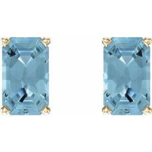 14K Yellow Gold Natural Aquamarine Earrings – image 2