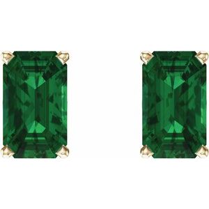Emerald 4-Prong Scroll Setting® Stud Earrings