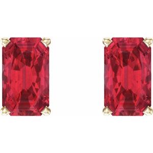 14K Yellow Gold Lab-Grown Ruby Earrings – image 2