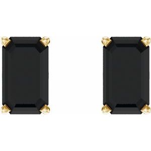14K Yellow Gold Natural Black Onyx Earrings – image 2