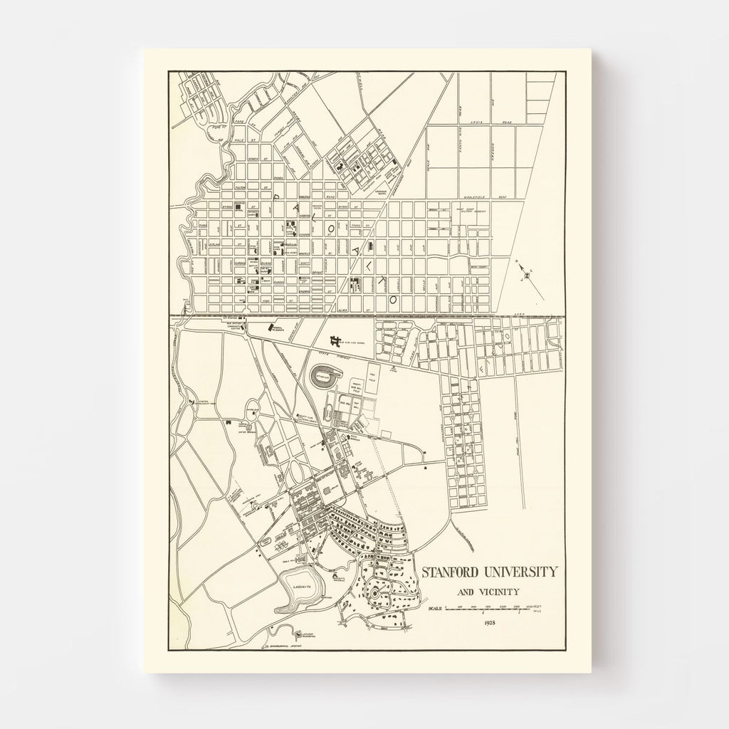 Vintage Map of Stanford University, 1928