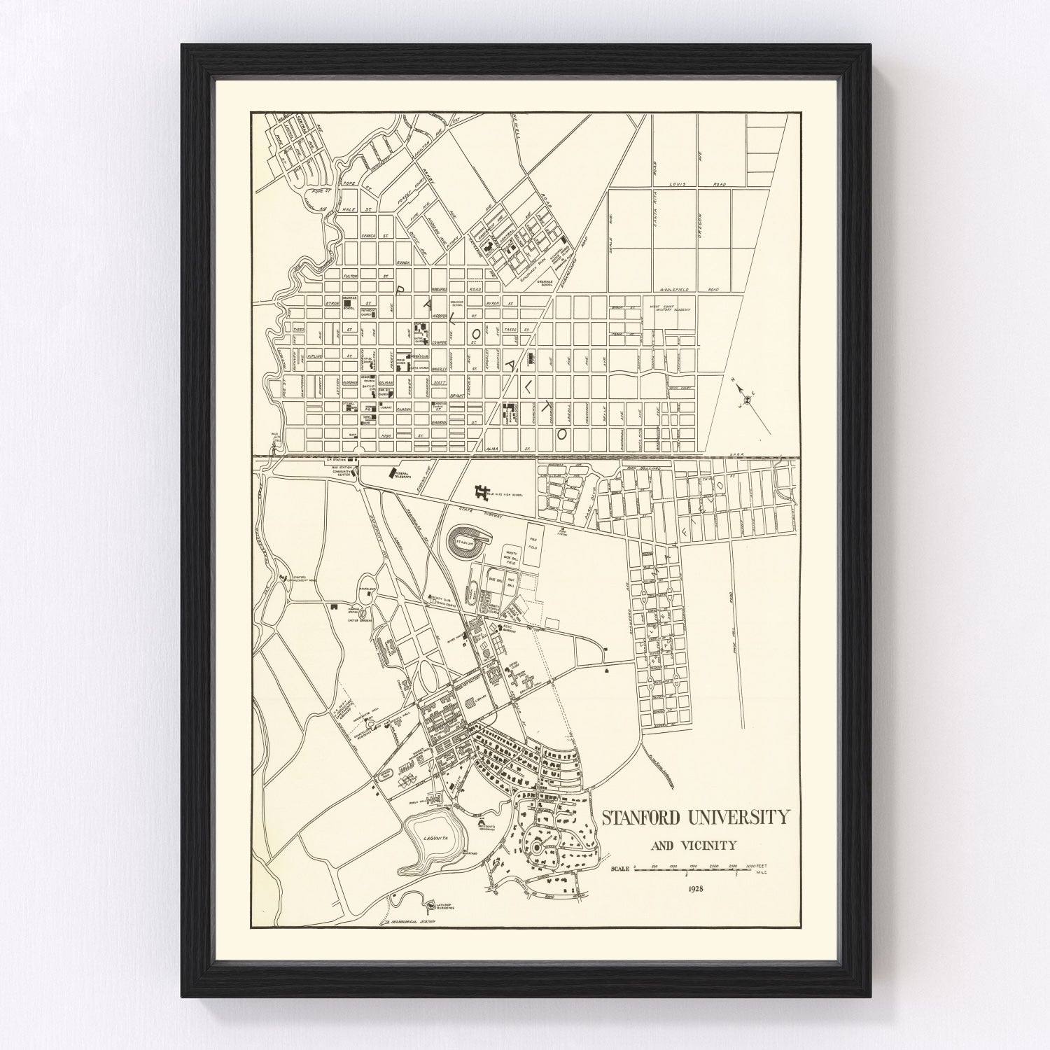 Vintage Map of Stanford University, 1928