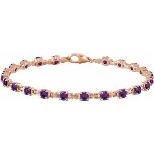 14K Rose Gold Natural Amethyst 7 1/4" Line Bracelet