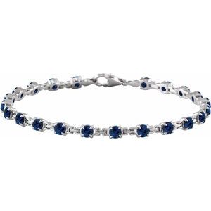 Sterling Silver Lab-Grown Blue Sapphire 7 1/4" Line Bracelet