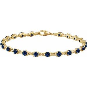 14K Yellow Gold Vermeil Lab-Grown Blue Sapphire 7 1/4" Line Bracelet
