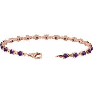14K Rose Gold Natural Amethyst 7 1/4" Line Bracelet – image 3