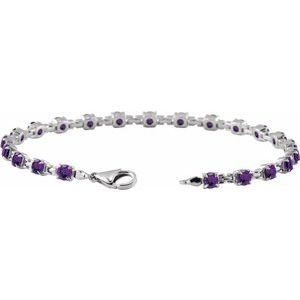 14K White Gold Natural Amethyst 7 1/4" Line Bracelet – image 3