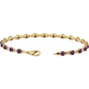 14K Yellow Gold Vermeil Natural Amethyst 7 1/4" Line Bracelet – image 3