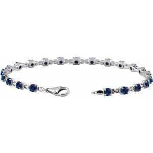 14K White Gold Lab-Grown Blue Sapphire 7 1/4" Line Bracelet – image 3