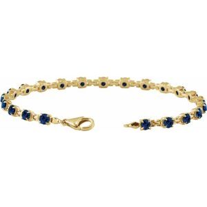 14K Yellow Gold Vermeil Lab-Grown Blue Sapphire 7 1/4" Line Bracelet – image 3