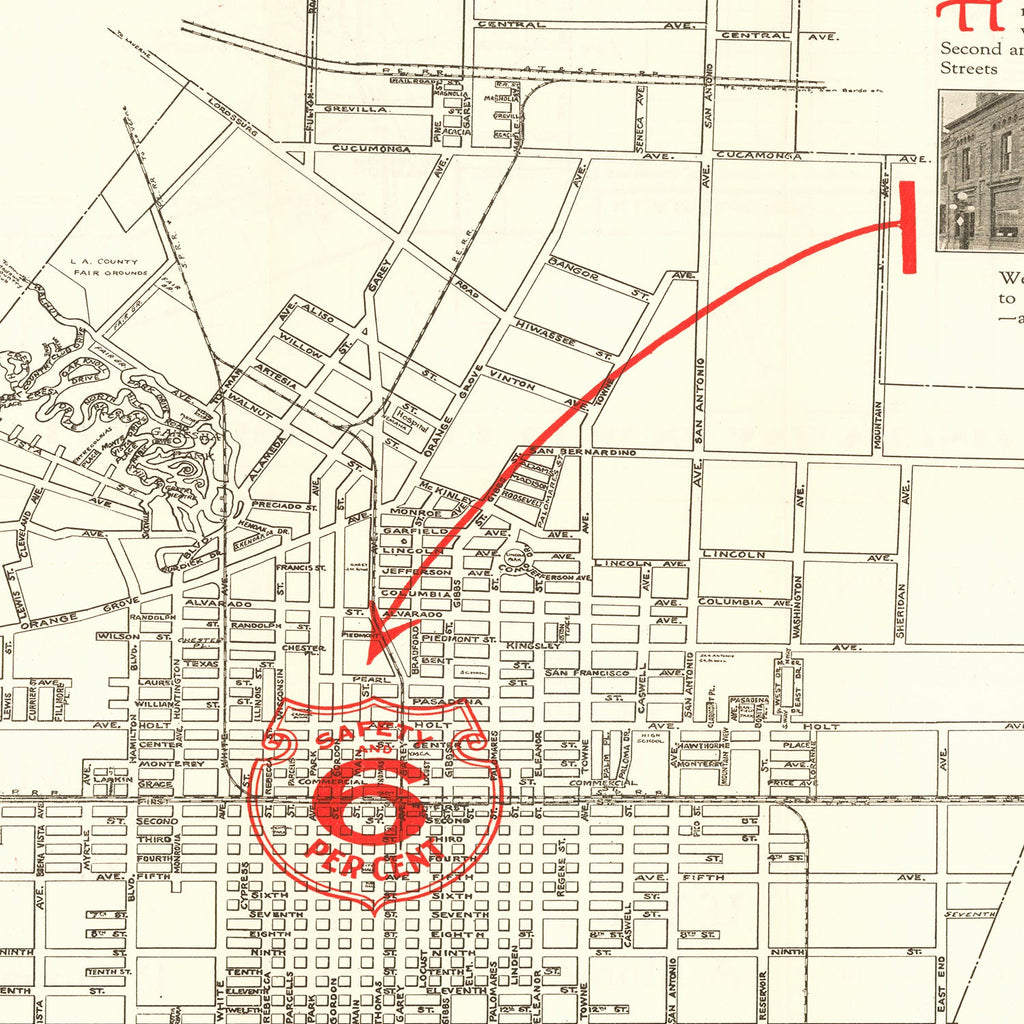 Vintage Map of Pomona, California 1926