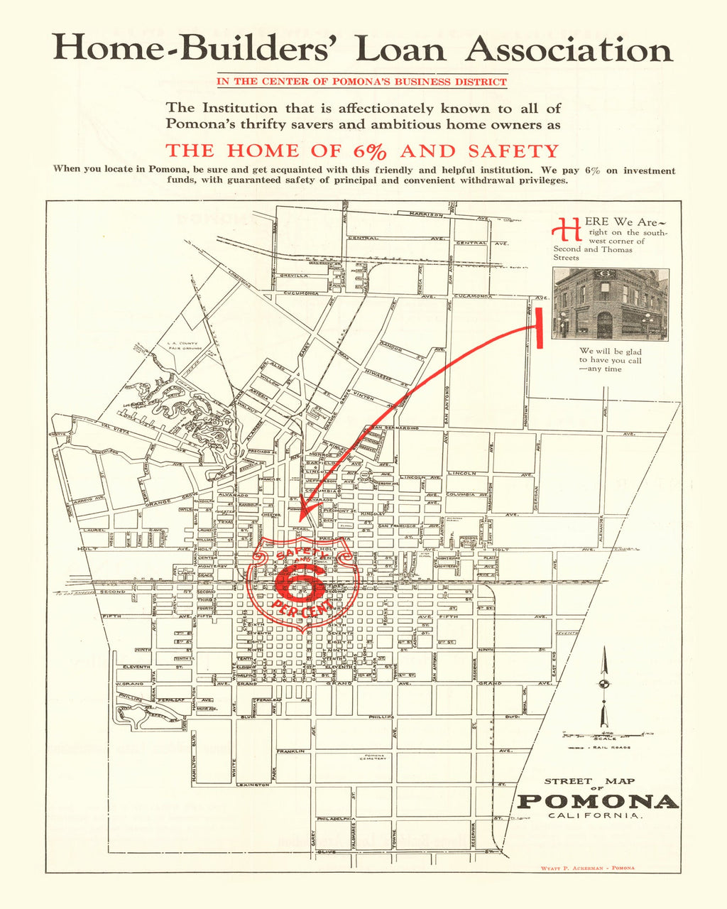Vintage Map of Pomona, California 1926
