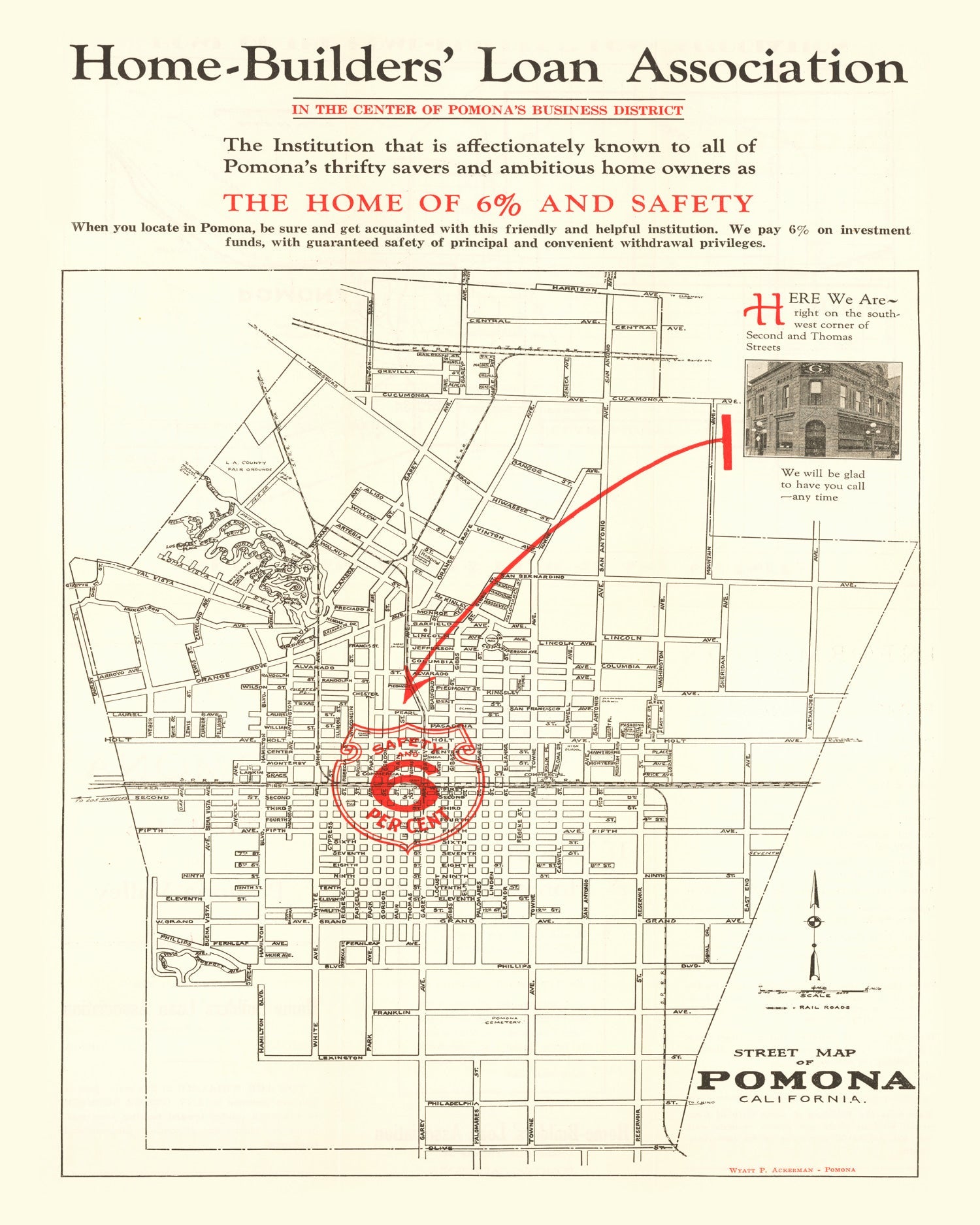 Vintage Map of Pomona, California 1926
