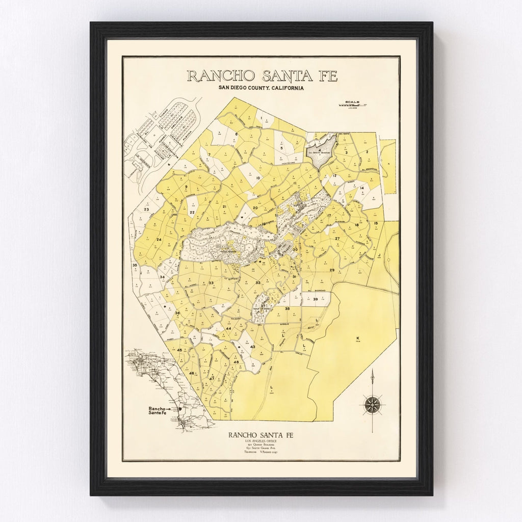Vintage Map of Rancho Santa Fe, California 1929