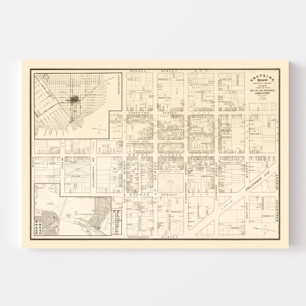 Vintage Map of San Francisco's China Town, California 1929