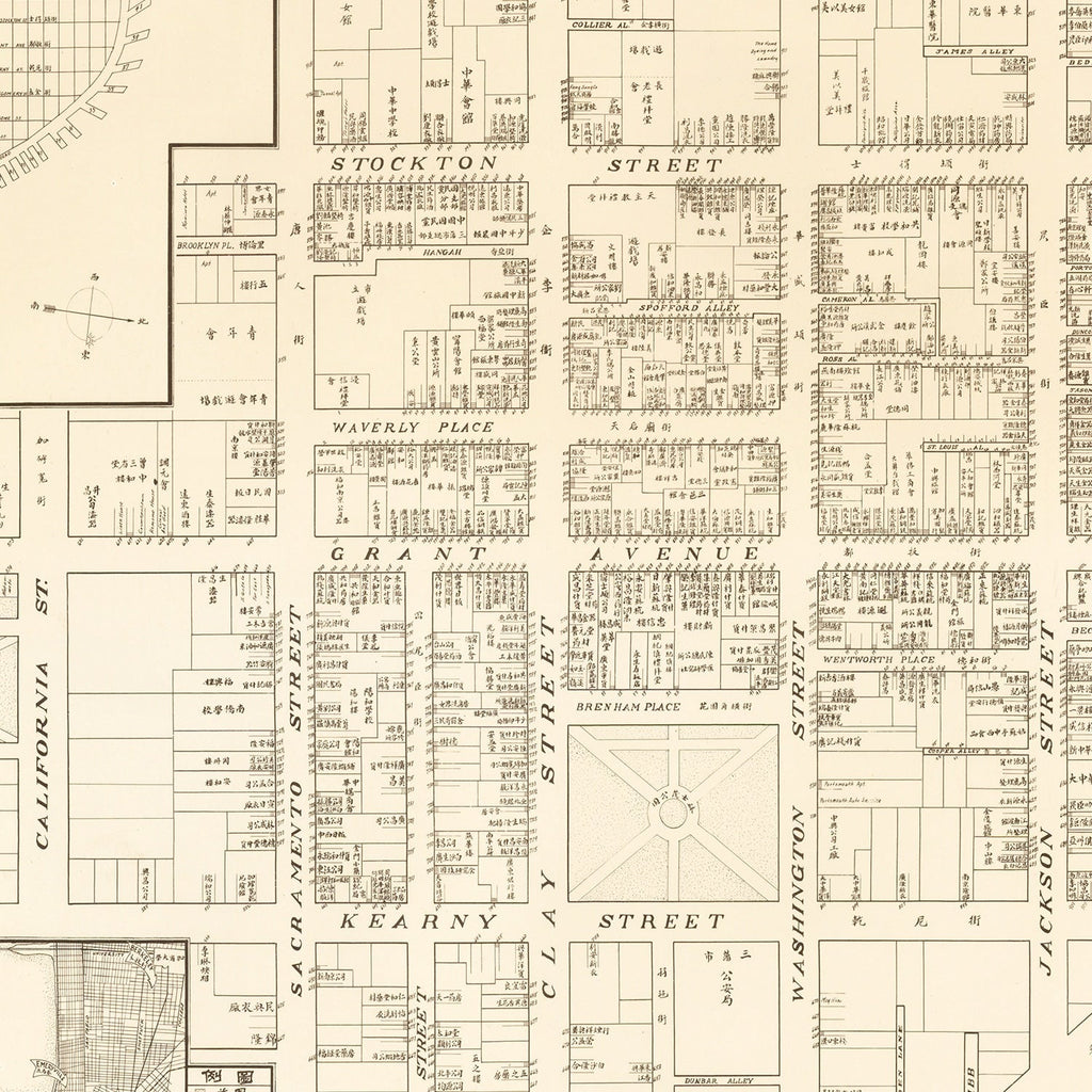 Vintage Map of San Francisco's China Town, California 1929
