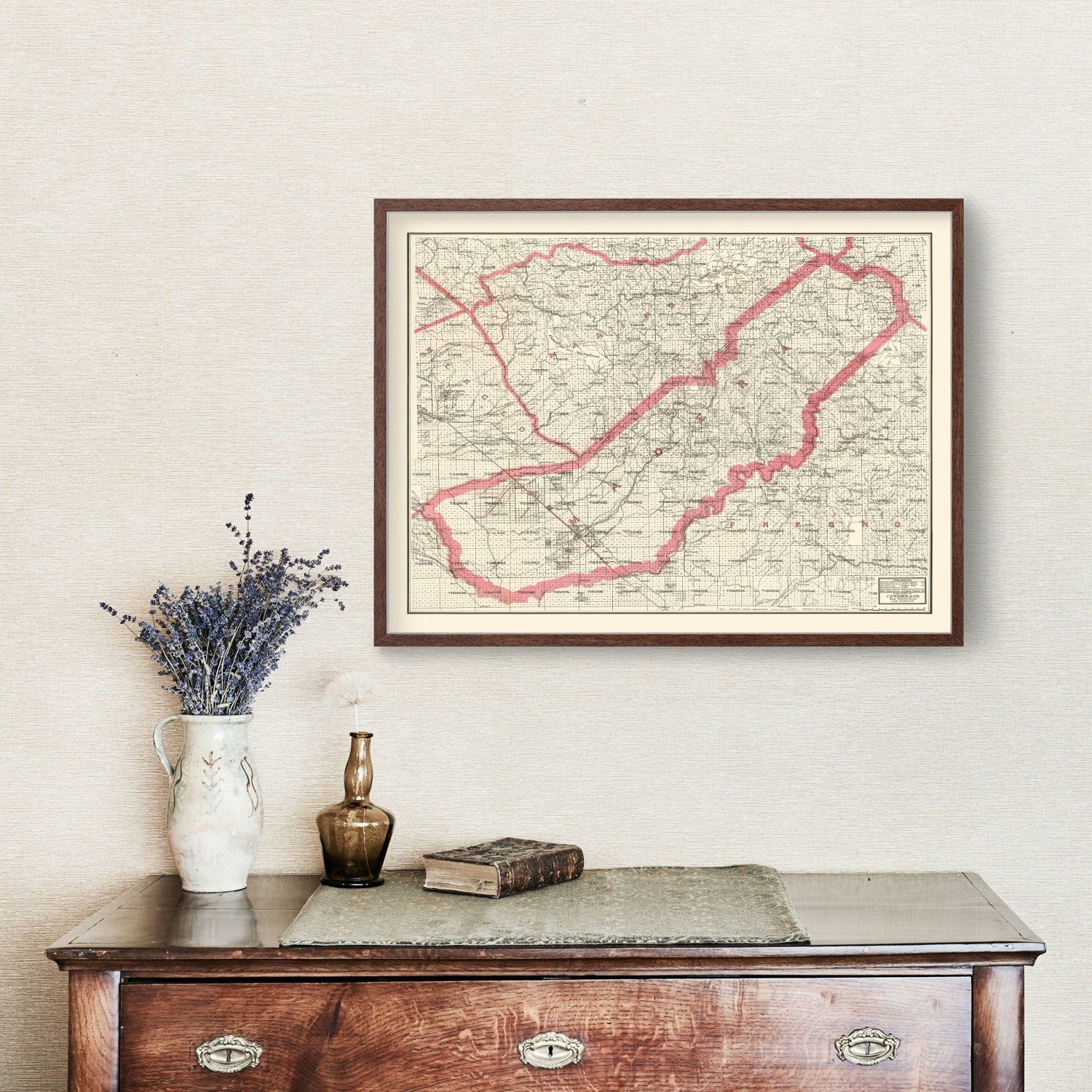 Vintage Map of Madera County, California 1914