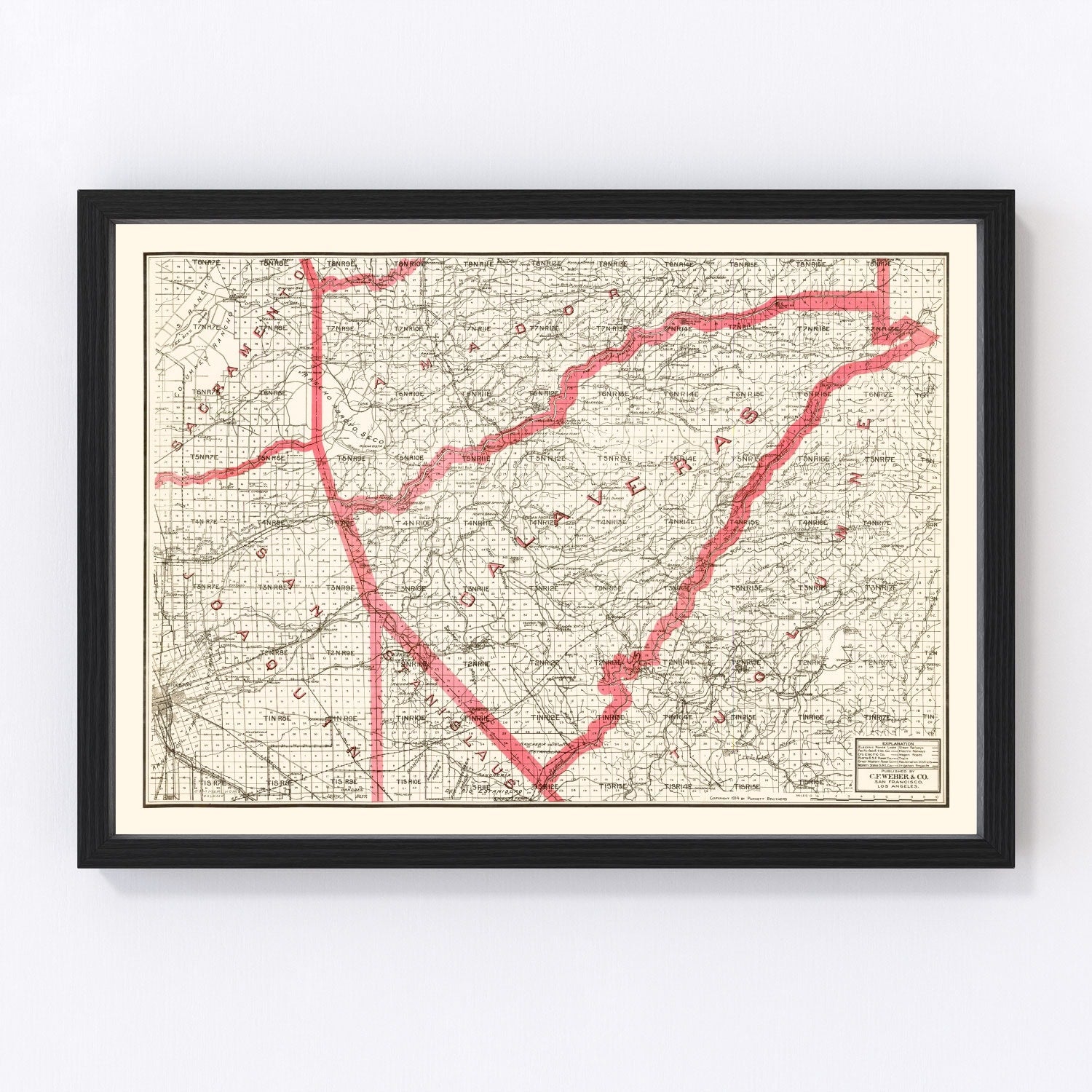 Vintage Map of Calaveras County, California 1914