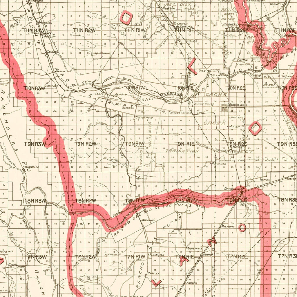 Vintage Map of Yolo County, California 1914