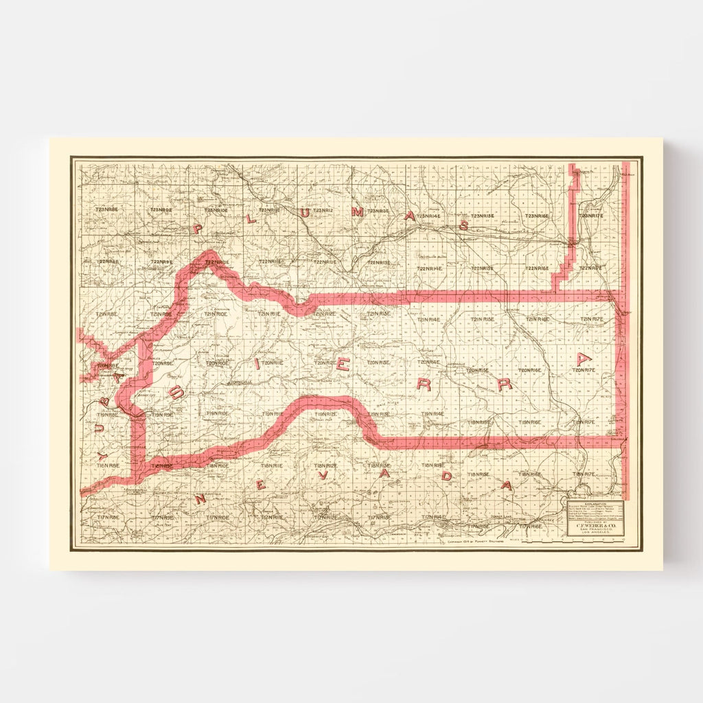 Vintage Map of Sierra County, California 1914