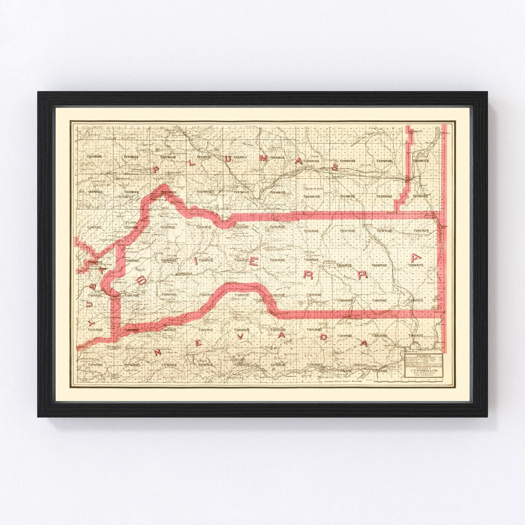 Vintage Map of Sierra County, California 1914