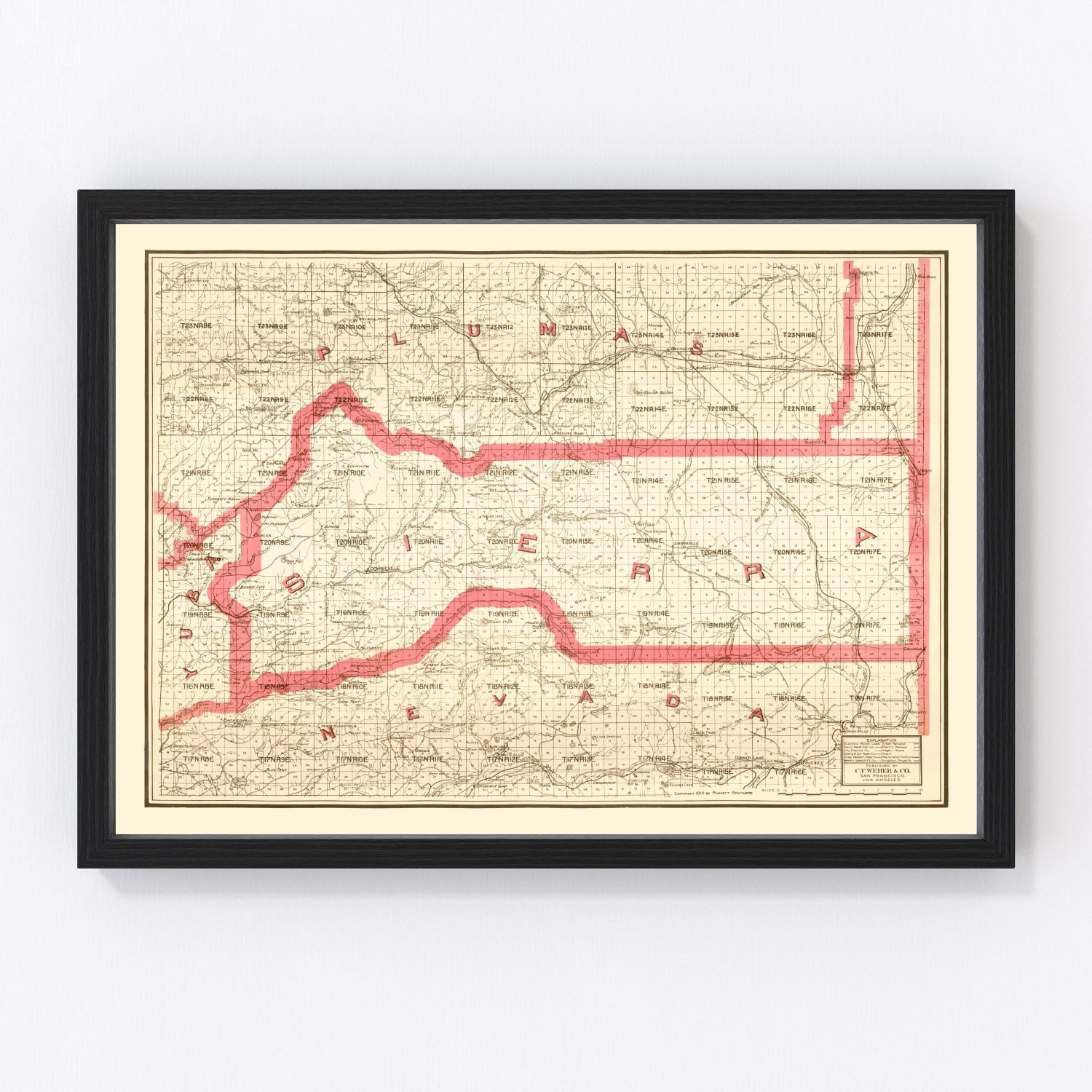 Vintage Map of Sierra County, California 1914