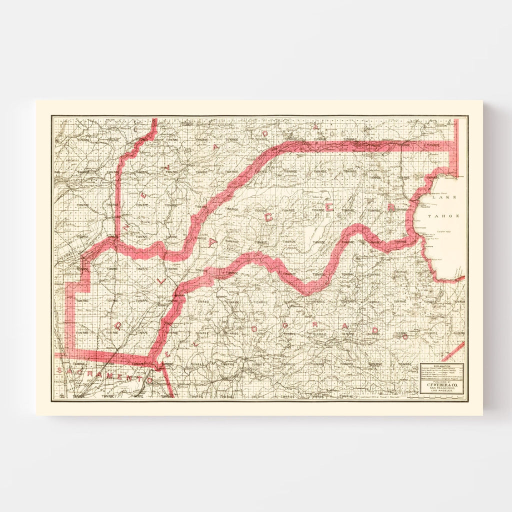 Vintage Map of Placer County, California 1914