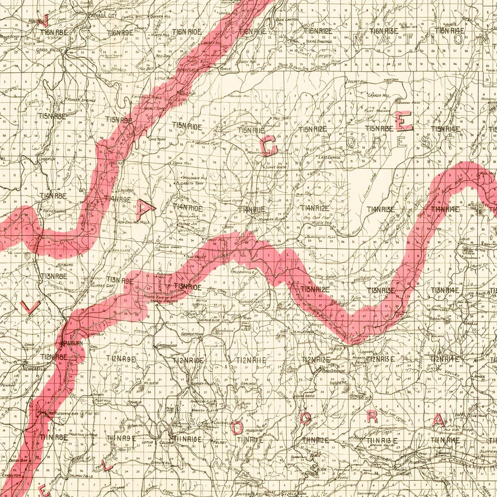Vintage Map of Placer County, California 1914