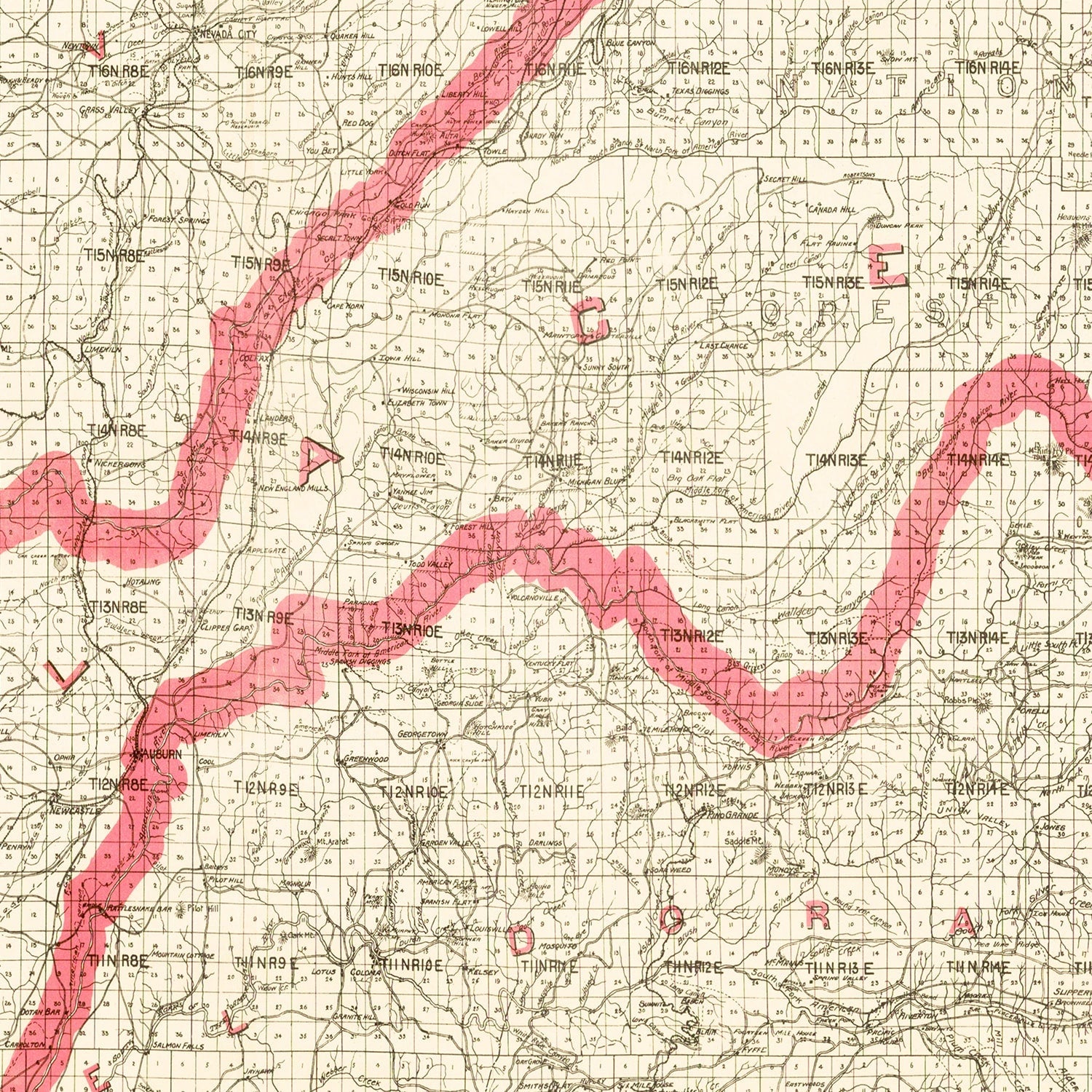 Vintage Map of Placer County, California 1914