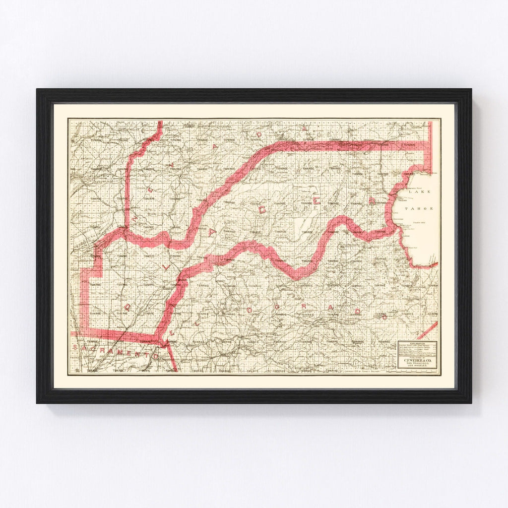 Vintage Map of Placer County, California 1914