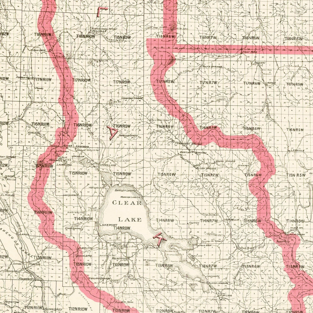 Vintage Map of Lake County, California 1914