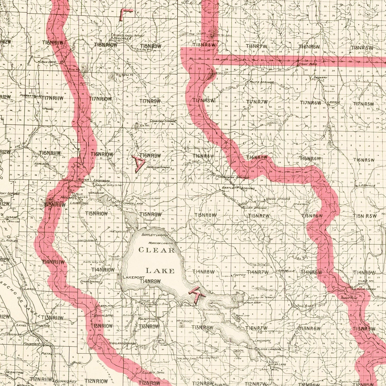Vintage Map of Lake County, California 1914