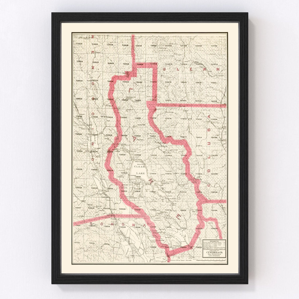 Vintage Map of Lake County, California 1914