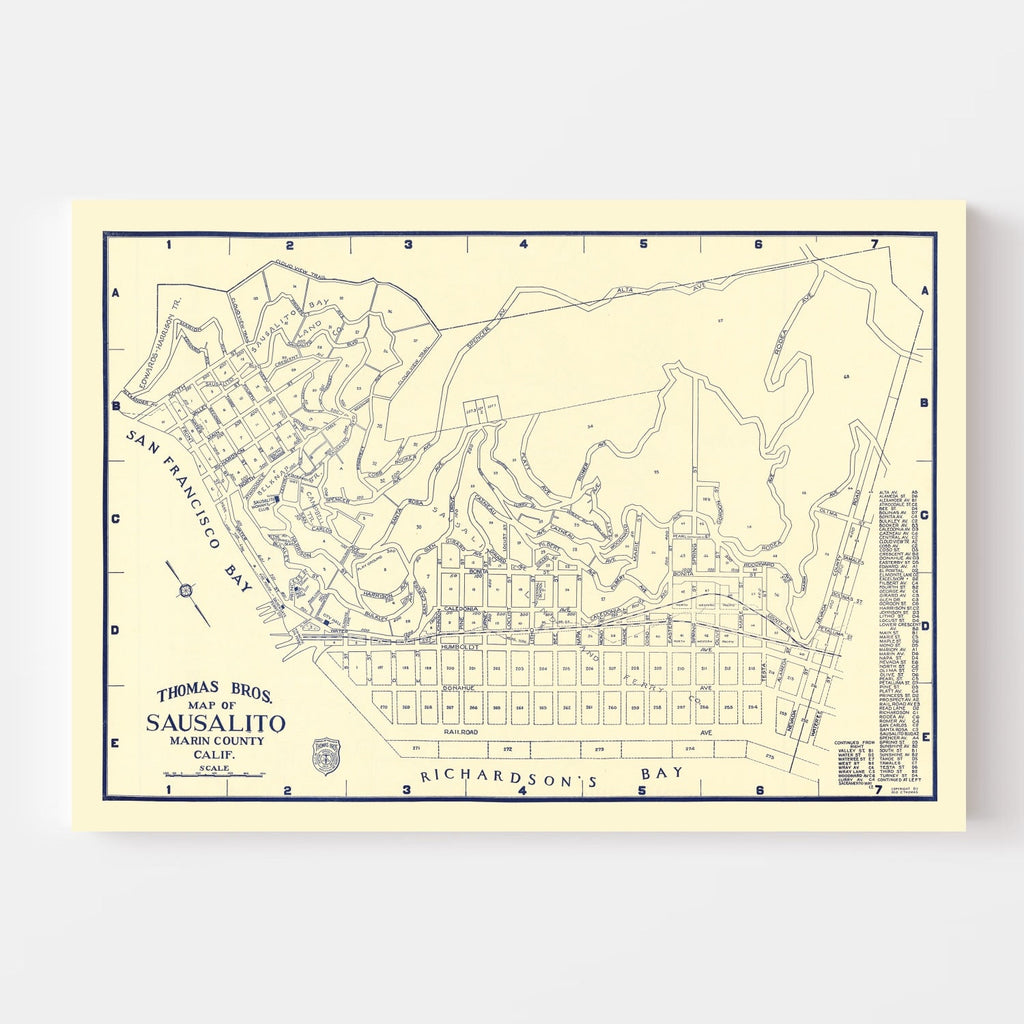 Vintage Map of Sausalito, California 1920