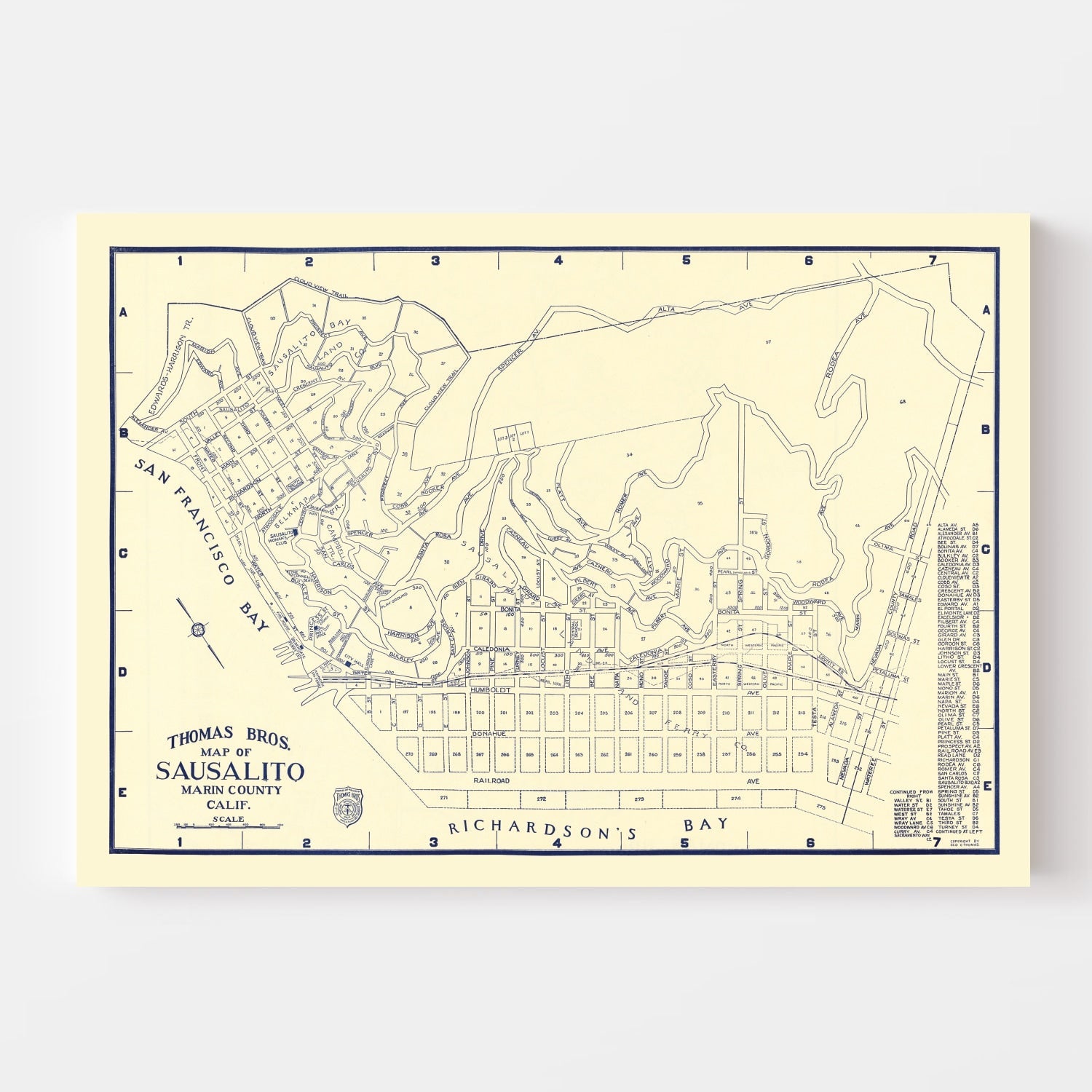 Vintage Map of Sausalito, California 1920
