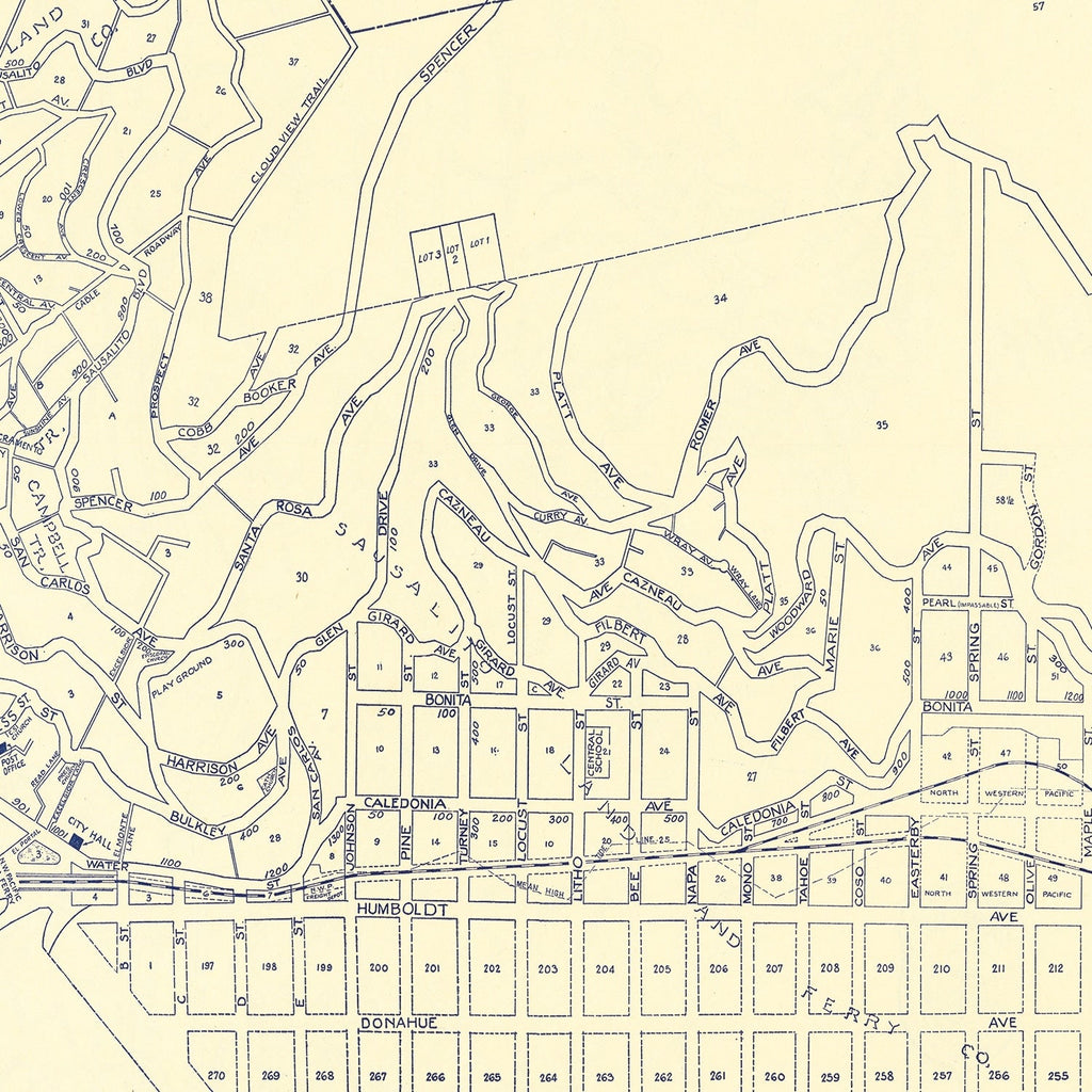 Vintage Map of Sausalito, California 1920