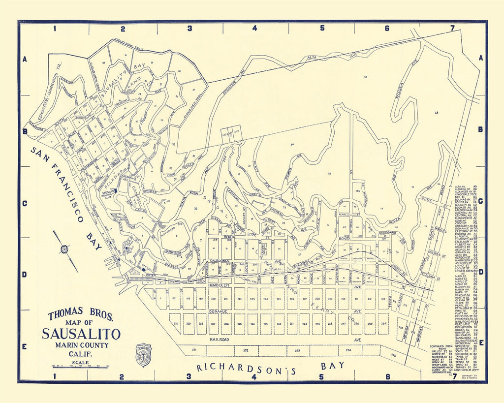Vintage Map of Sausalito, California 1920